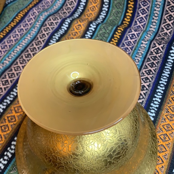 Art Deco 24k gold embossed glass chip dip / veggie / fruit tray & dish - Picture 8 of 13